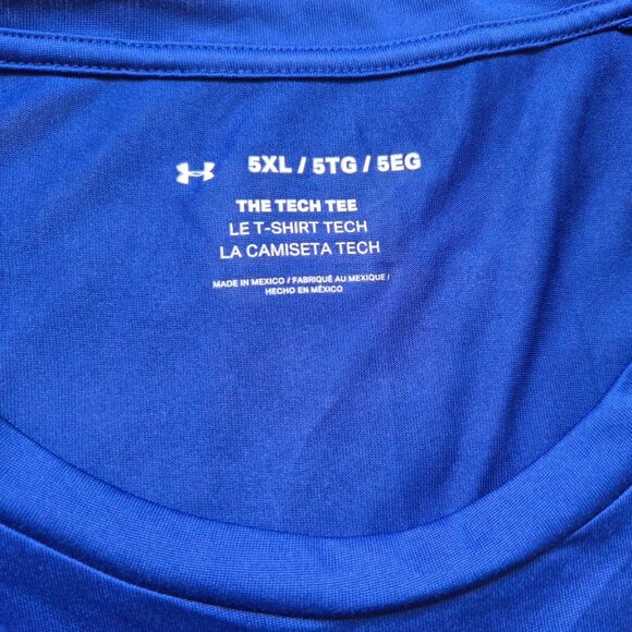 Under Armour Men's Tech Tee 5XL Blue Workout T-Shirt Lightweight Cardio Lounge - Picture 5 of 10